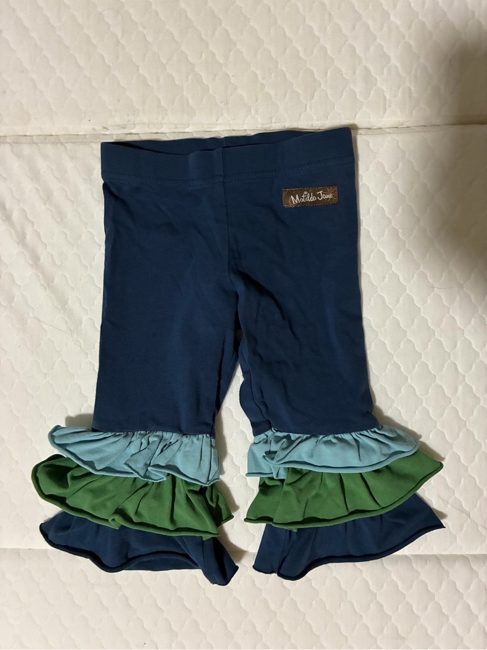 Matilda Jane Navy Leggings with Blue and Green Ruffles